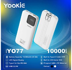 Yookie fast Power Bank 22.5W With LED Display YO77